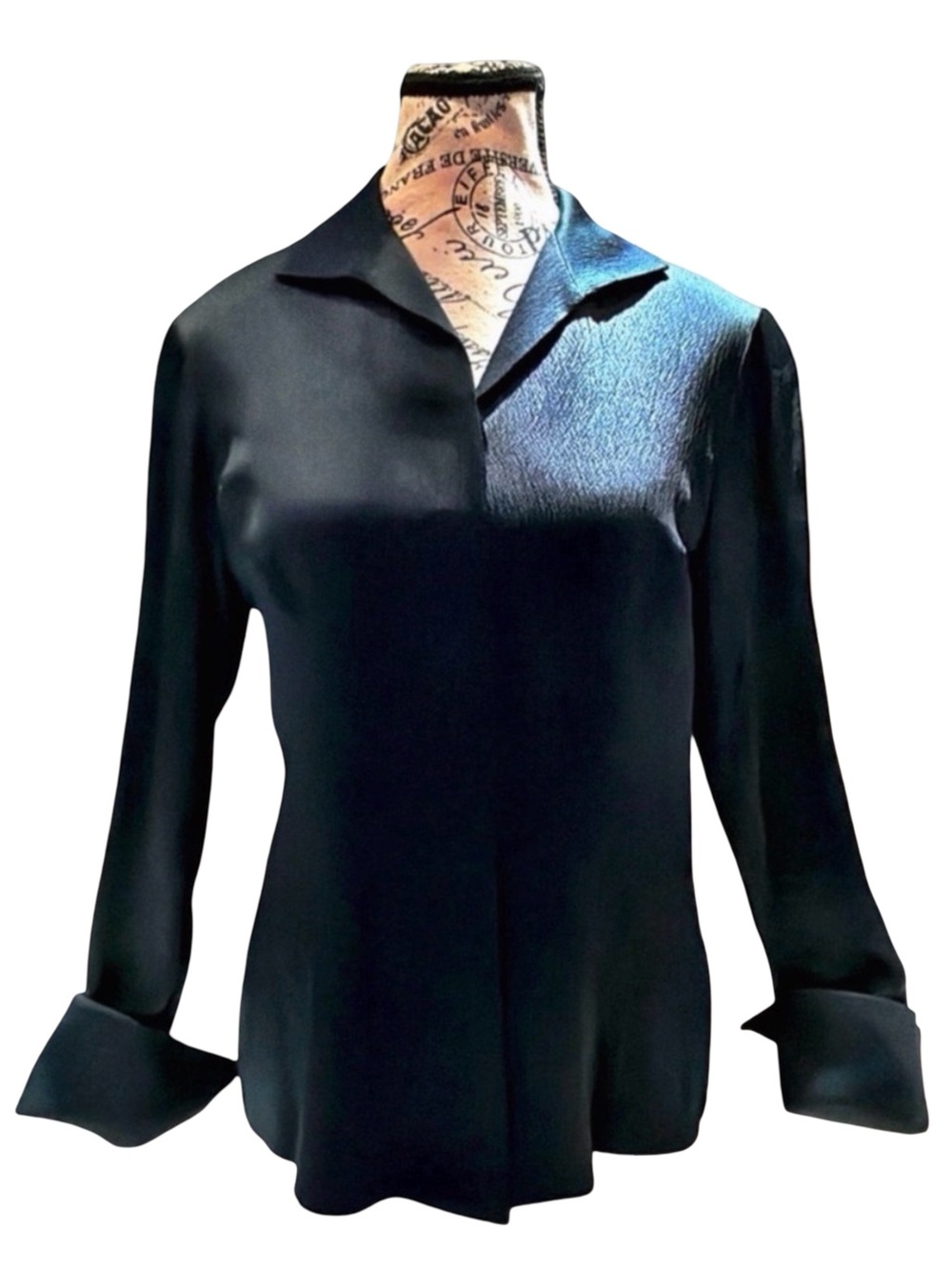 Lafayette 148 New York Dark Green Silk Blouse Size 4 Minimalist Luxury Like-New